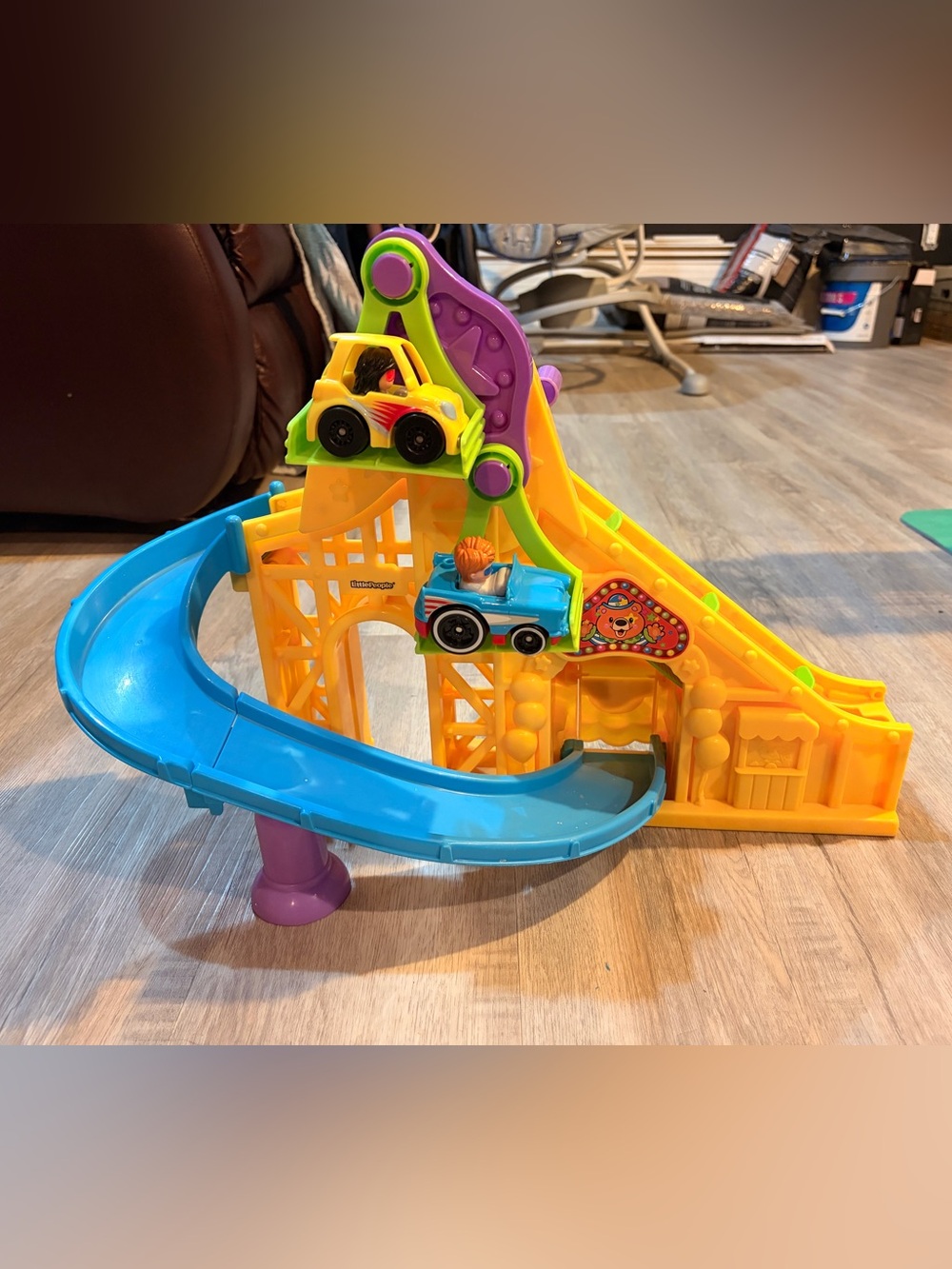 Little people fisher price roller coaster with wheelie cars